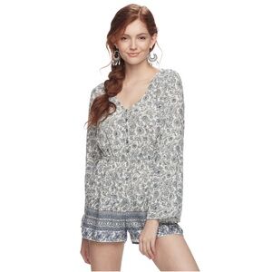 Mudd Floral Bell-Sleeve Romper Size L